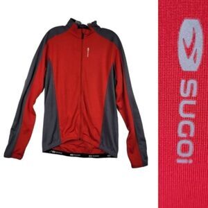 XL SUGOI full zip cycling jersey long sleeve red gray men's jacket EXTRA LARGE